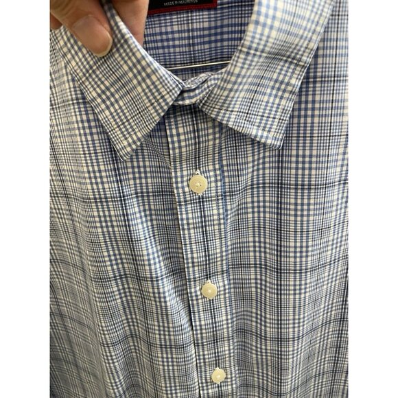 UNTUCKit Durbanville Shirt Large Tall Wrinkle Free Plaid Long Sleeve Blue Slim - Picture 9 of 10